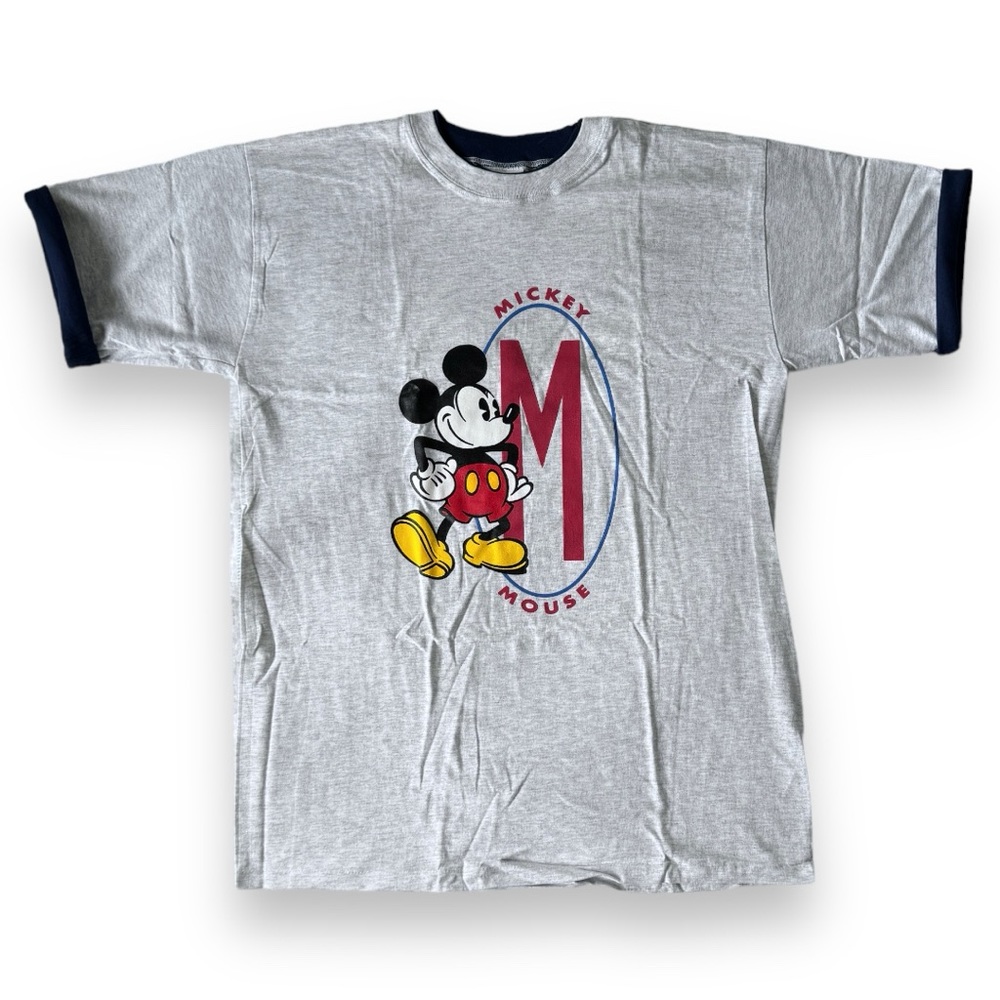 90's Vintage Mickey Mouse Roll up sleeve T-shirt.